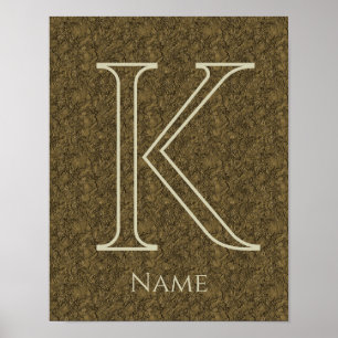 Poster Monogramme personnalisé initiale nom feuille flora