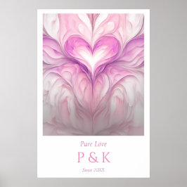 Poster Monogramme personnalisé "Pure Love" pour couple