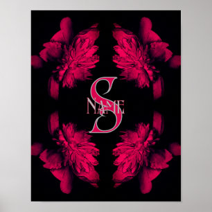 Poster Monogramme personnalisé Votre initiale Nom Art flo