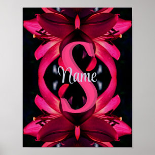 Poster Monogramme personnalisé Votre initiale Nom Art flo