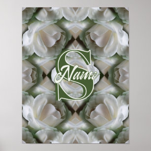 Poster Monogramme personnalisé Votre initiale Nom Rose bl