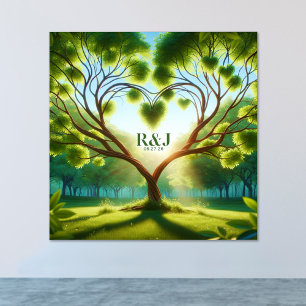 Poster Monogramme romantique en couple d'arbre