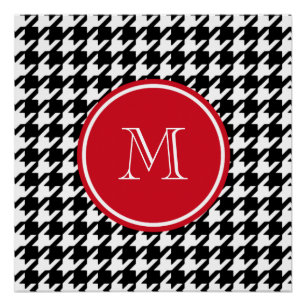 Poster Monogramme rouge noir et blanc