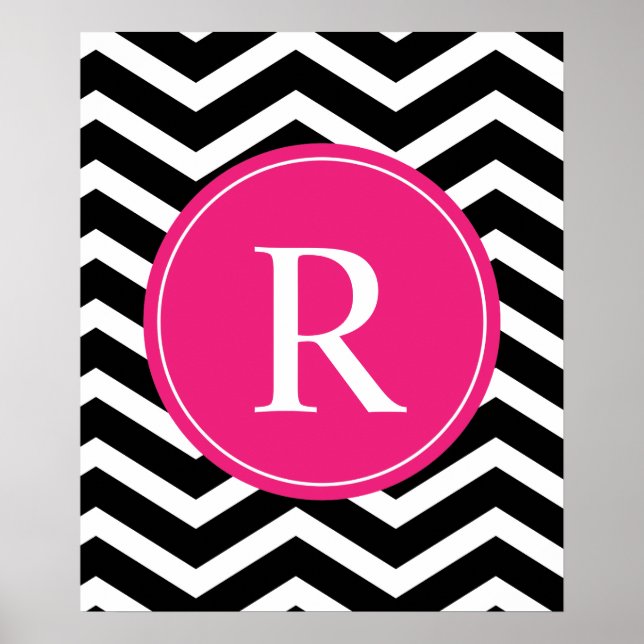 Poster Monogramme rouge rose (Devant)