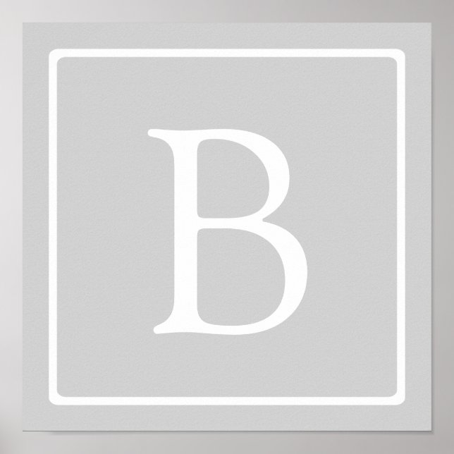 Poster Monogramme simple gris clair (Devant)