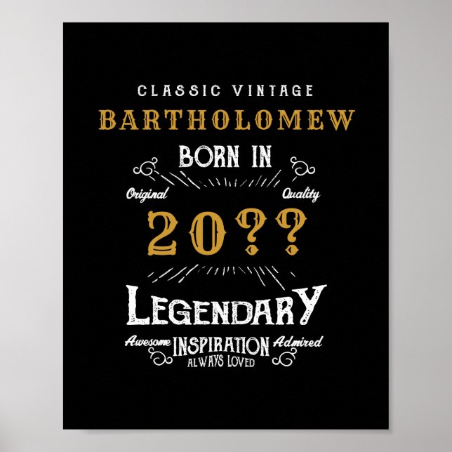 Poster Monogramme Vintage rétro d'anniversaire personnali (Devant)