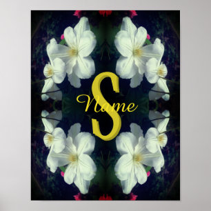 Poster Monogramme Votre Nom Initial Fleur d'Art de Clémat