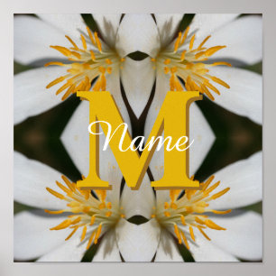 Poster Monogramme Votre Nom Initial Fleur Personnalisé