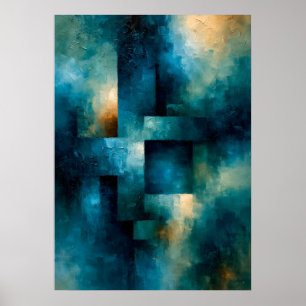 Poster Monolithe Azur Shibui Texturé Inspiré du Japon