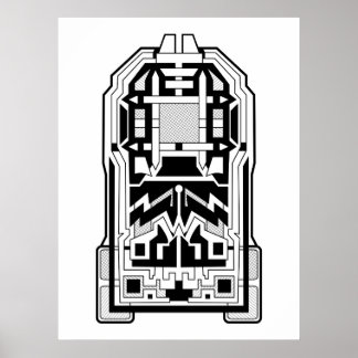 Poster Monolithe géométrique Abstrait noir et blanc