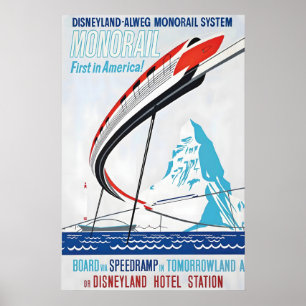 Poster Monorail américain USA Train Voyage Col de montagn