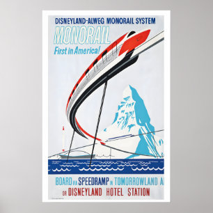 Poster Monorail Premier En Amérique Disneyland Alweg