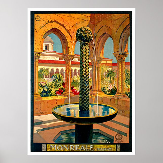 Poster Monreale Palerme Sicile Italie Travel Art (Devant)