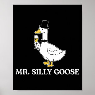 Poster Monsieur marié idiot couple d'oie mariage drôle co