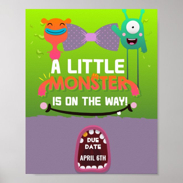 Poster Monster Baby shower - Ils ont créé un Monster (Devant)