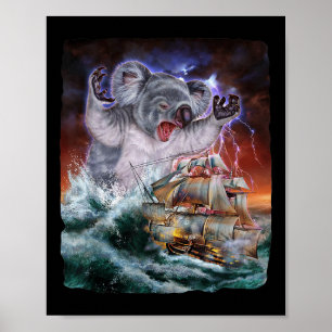 Poster Monster Koala En Attaque De Kraken À Un Bateau De 