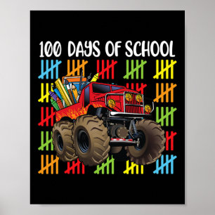 Poster Monster Truck 100e Jour De Scolaires Garçons Enfan