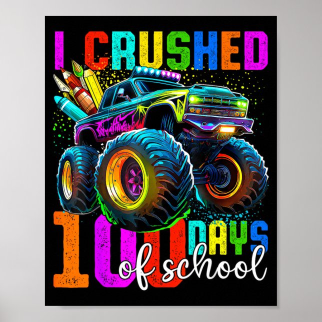 Poster Monster Truck 100th Day Of School Boys 100 Days Of (Devant)