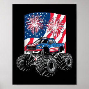 Poster Monster Truck American Flag, 4 juillet, Indépendan