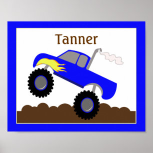 Poster Monster Truck (bleu) Customisé Nursery Art Imprime
