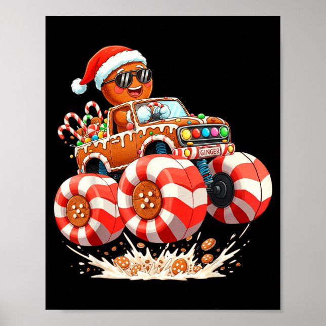 Poster Monster Truck Gingerbread Man Christmas  (Devant)
