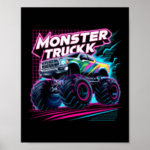 Poster Monster Truck Retro Coloré Boîtiers Garçons Enfant