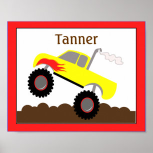 Poster Monster Truck (Rouge) Customisé Nursery Art Imprim