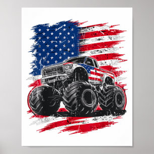 Poster Monster Truck USA Drapeau américain