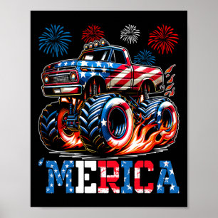 Poster Monster Truck Usa Drapeau Patriotique Toddlers Gar
