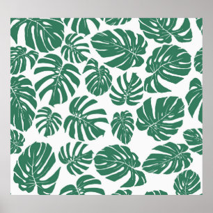 Poster Monstera feuilles sans soudure, motif décoratif.