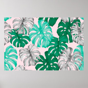 Poster Monstère tropicale feuille dessinée à la main illu