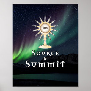 Poster Monstrance Source et Sommet Aurora Borealis