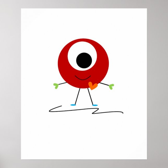 Poster Monstre Amical Rouge (Devant)