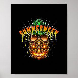 Poster Monstre d'ananas tropical Halloween classique