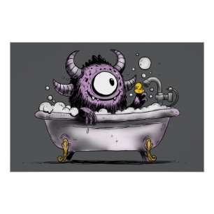 Poster Monstre dans le bain bulle