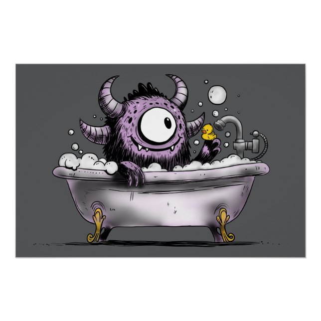 Poster Monstre dans le bain bulle (Devant)