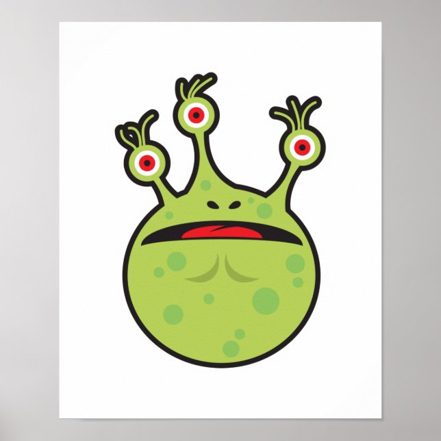 Poster monstre vert drôle (Devant)