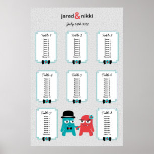 Poster Monstres dans Love Mariage Table Plan