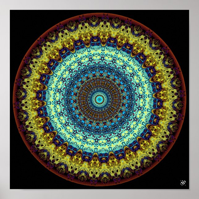 Poster Monstres mandala (chouettes, gorilles et homunculi (Devant)