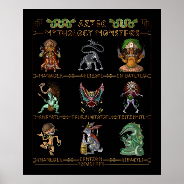 Poster Monstres mythologiques aztèques (Devant)