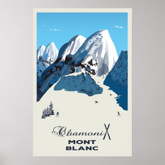 Poster Mont Blanc, Chamonix, Ski (Devant)