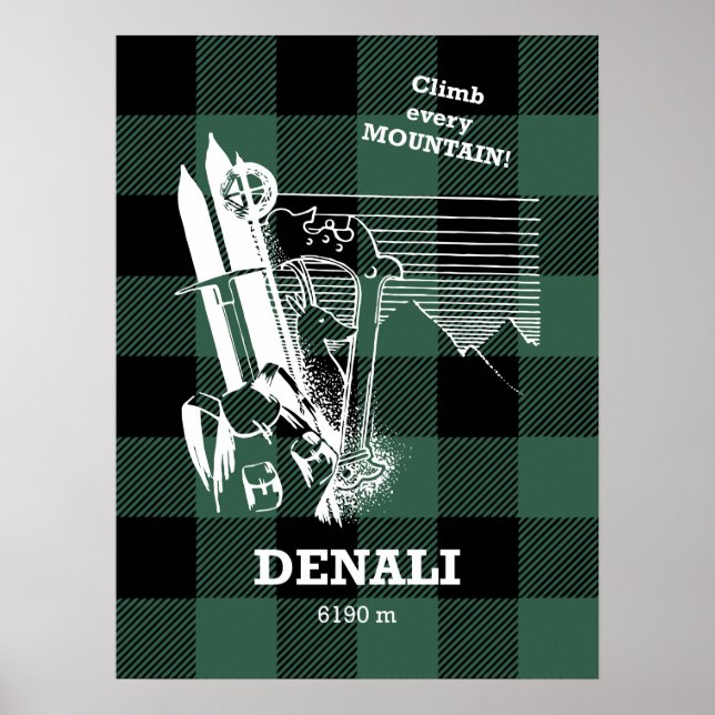 Poster Mont Denali McKinley Alpinisme du parc de l'Alaska (Devant)