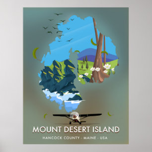 Poster Mont Desert Island, comté de Hancock, Maine, États