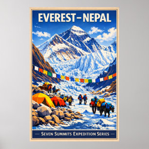 Poster Mont Everest Népal - Vintage