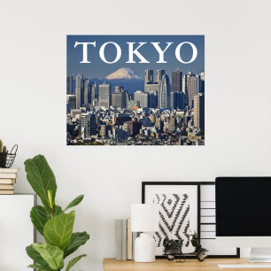 Poster Mont Fuji Skyline du quartier de Shinjuku Tokyo