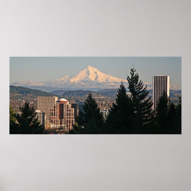 Poster Mont Hood du pont Vista en hiver (Devant)