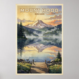 Poster Mont Hood Oregon Voyage Rétro