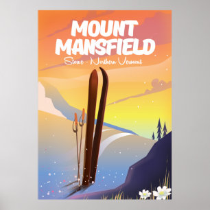 Poster Mont Mansfield, Stowe nord du Vermont ski