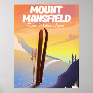 Poster Mont Mansfield, Stowe nord du Vermont ski