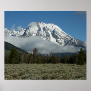 Poster Mont Moran et nuages à Grand Teton